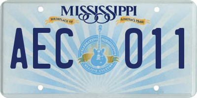 MS license plate AEC011