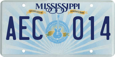 MS license plate AEC014