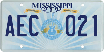 MS license plate AEC021