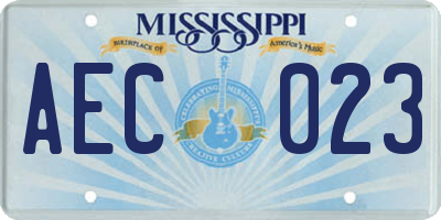 MS license plate AEC023