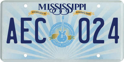 MS license plate AEC024