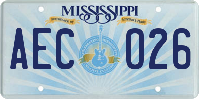 MS license plate AEC026