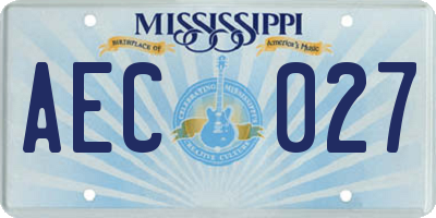MS license plate AEC027