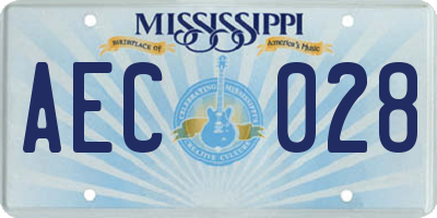 MS license plate AEC028