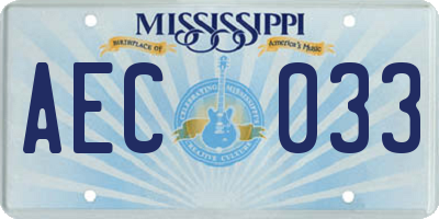 MS license plate AEC033