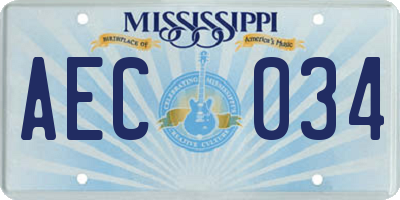 MS license plate AEC034