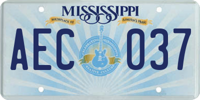 MS license plate AEC037