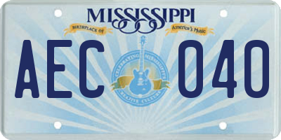 MS license plate AEC040