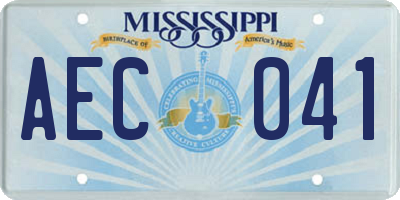MS license plate AEC041