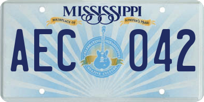 MS license plate AEC042