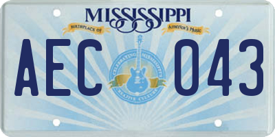 MS license plate AEC043