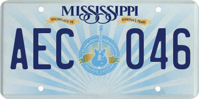 MS license plate AEC046