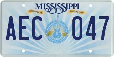 MS license plate AEC047
