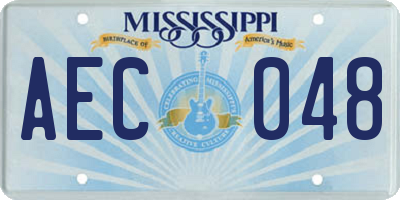 MS license plate AEC048