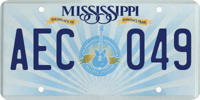 MS license plate AEC049