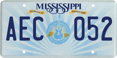 MS license plate AEC052