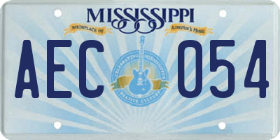 MS license plate AEC054