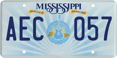 MS license plate AEC057