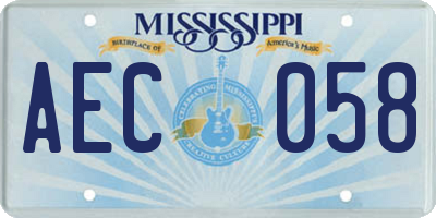 MS license plate AEC058