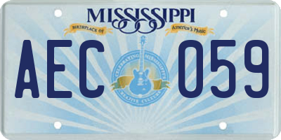 MS license plate AEC059