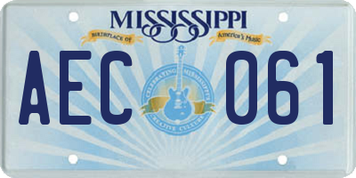 MS license plate AEC061