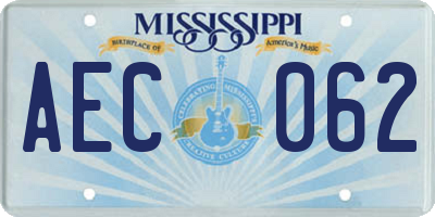 MS license plate AEC062