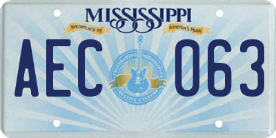 MS license plate AEC063