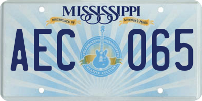 MS license plate AEC065