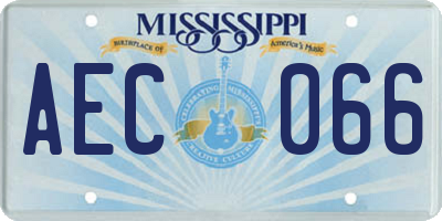 MS license plate AEC066