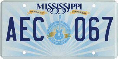 MS license plate AEC067