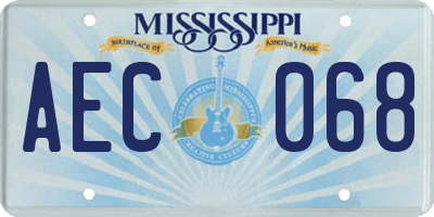 MS license plate AEC068