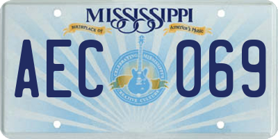 MS license plate AEC069