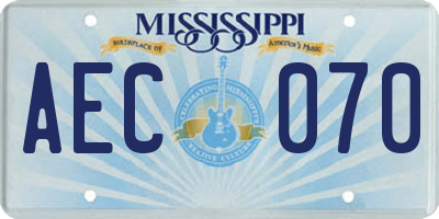 MS license plate AEC070