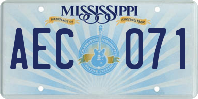 MS license plate AEC071