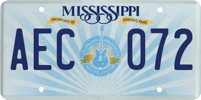 MS license plate AEC072