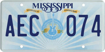 MS license plate AEC074
