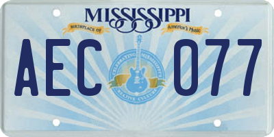 MS license plate AEC077