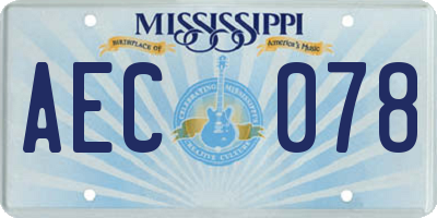MS license plate AEC078