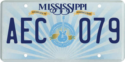 MS license plate AEC079