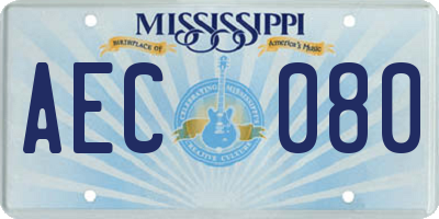 MS license plate AEC080
