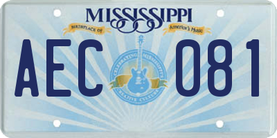 MS license plate AEC081
