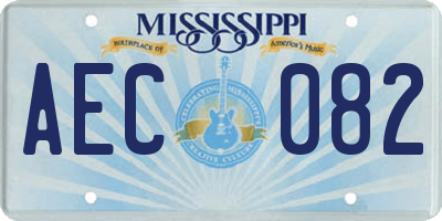 MS license plate AEC082