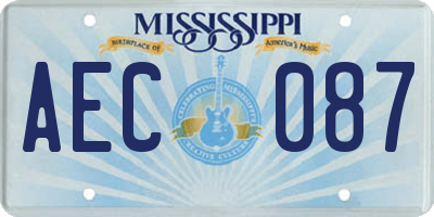 MS license plate AEC087