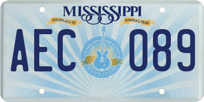 MS license plate AEC089