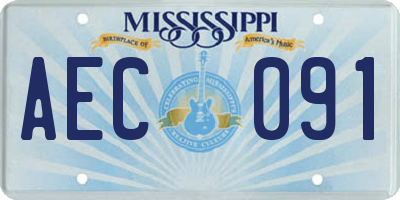 MS license plate AEC091
