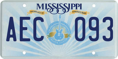 MS license plate AEC093