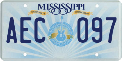 MS license plate AEC097