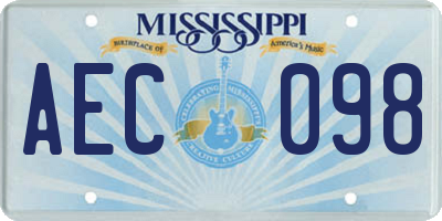 MS license plate AEC098