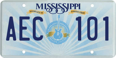 MS license plate AEC101