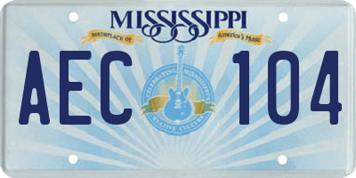 MS license plate AEC104